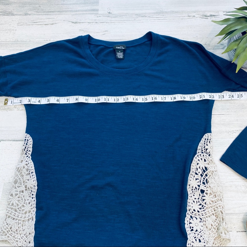 Navy long sleeve crochet sides - Picture 3 of 5